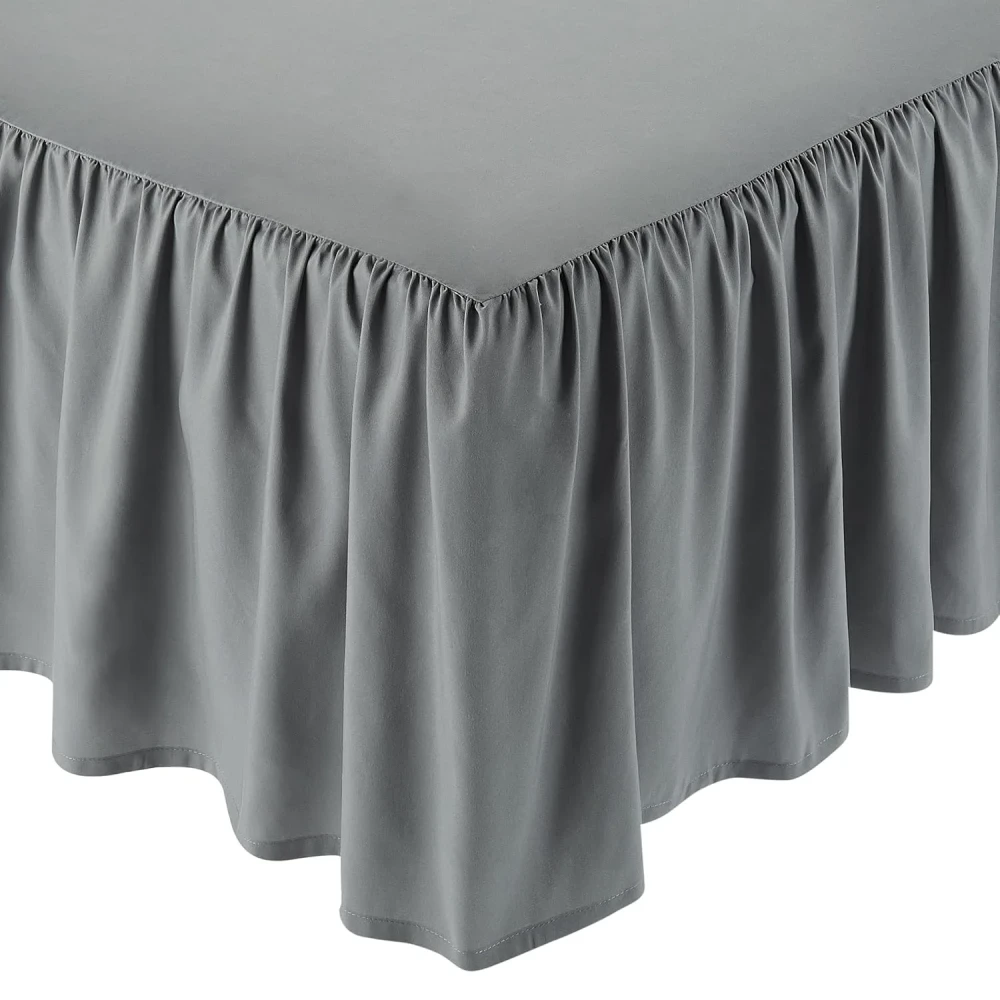 AmazonBasics Ruffled Bed Skirt - King, Dark Grey