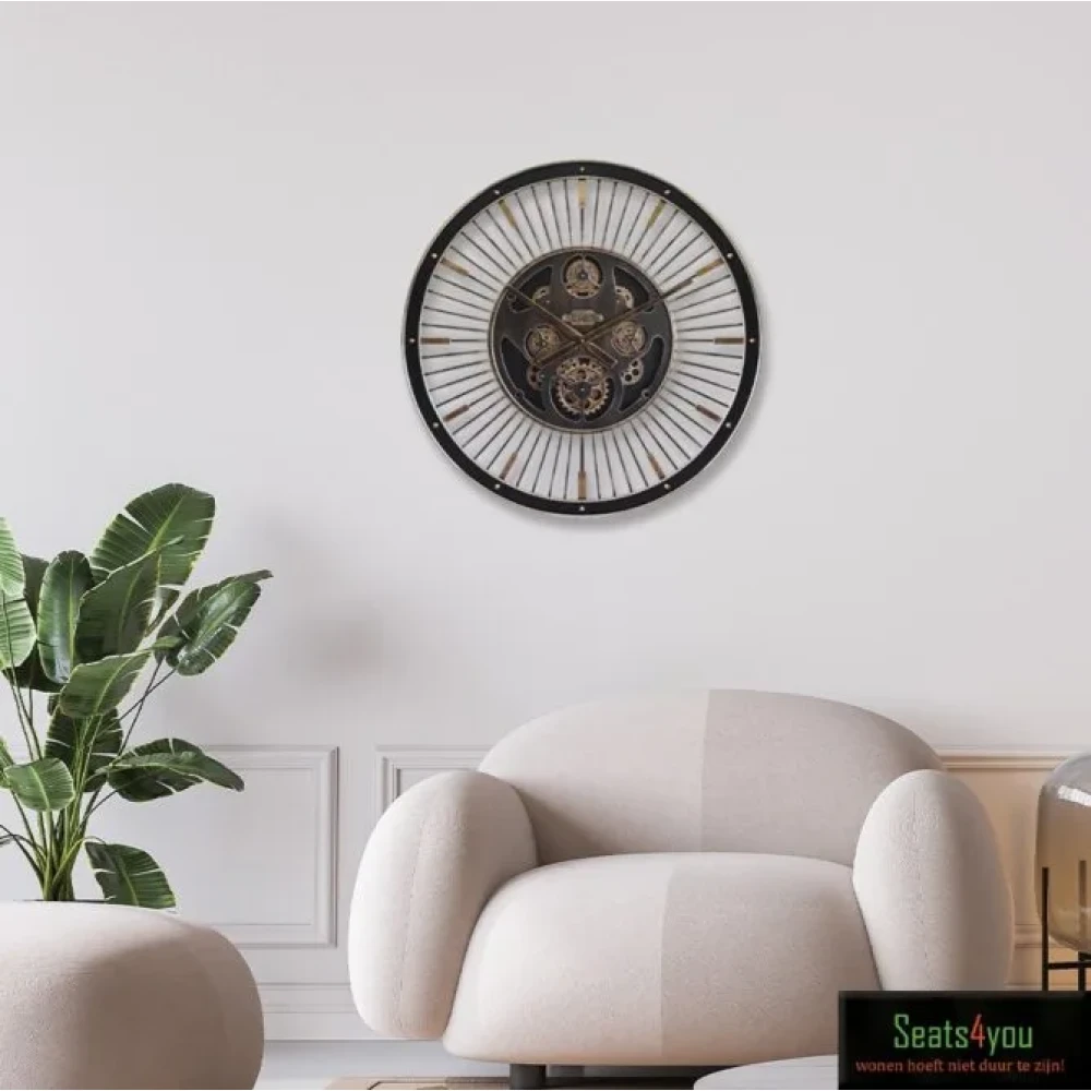 Home Esprit Wall Clock Black Gold Iron 80 X 8.5 X 80 Cm