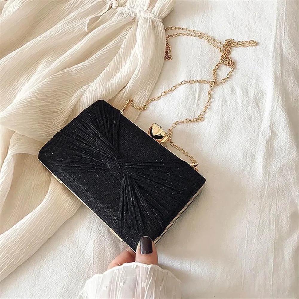 CORIOS Sequin Clutch Bag Pleated Evening Bag for Women Bridal Wedding Purse Sparkly Rhinestone Handbag Crystal Shoulder Bag