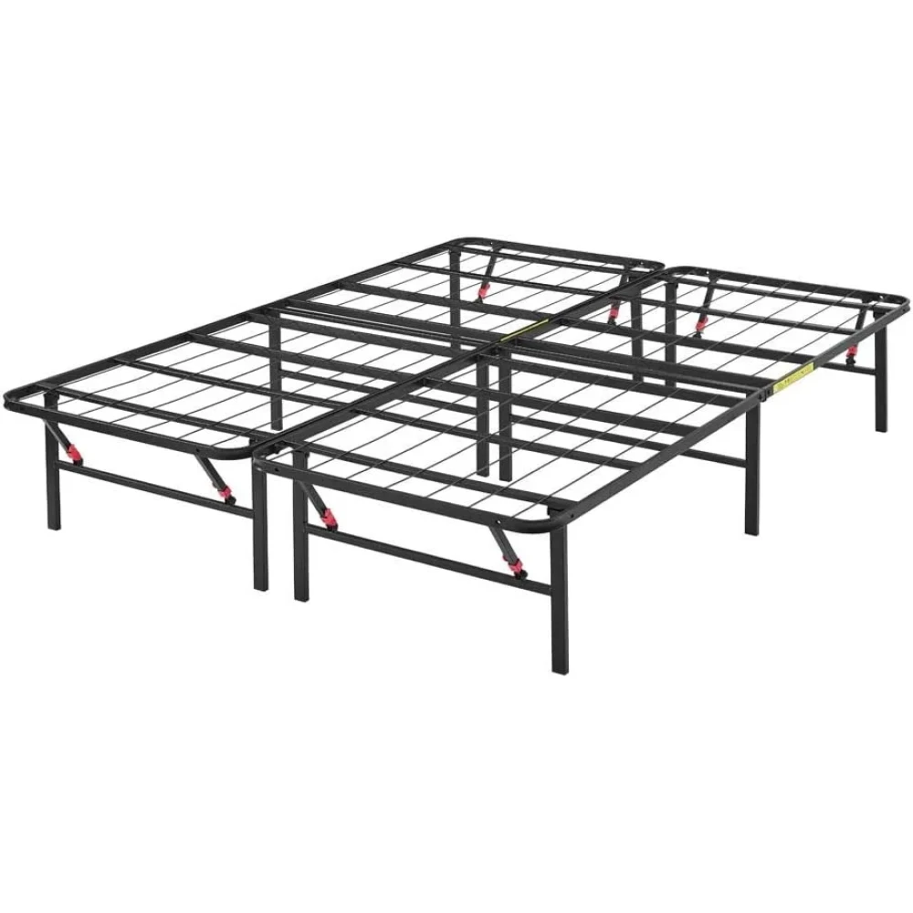 Amazon Basics Bed Frame with Storage, Foldable Metal Platform, Sturdy Steel, No Box Spring Needed, 14 inches High, Tool-Free Setup, Full Size, Black