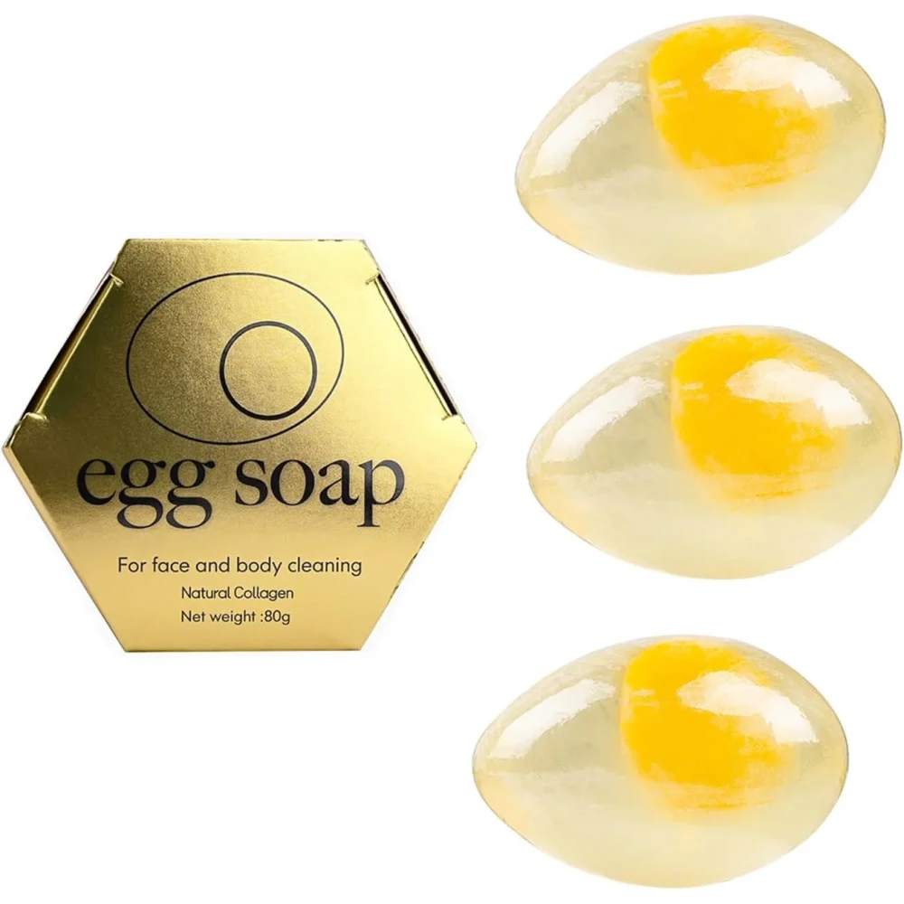 Organic Collagen Egg Soap Handmade Cleansing Soap for Face and Bath 80g* 5 bars