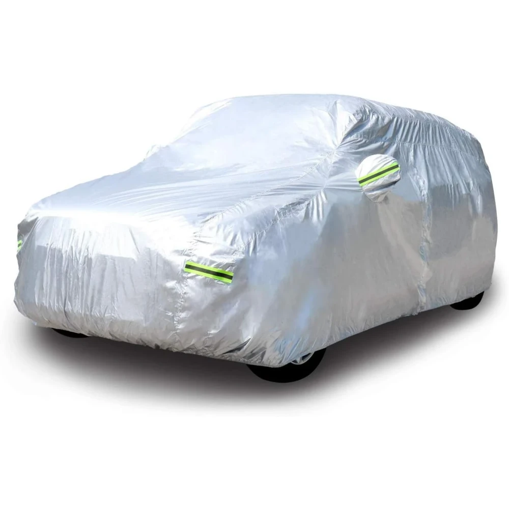 Amazon Basics Silver Weatherproof Car Cover - 150D OXFORD /218INCH/554CM