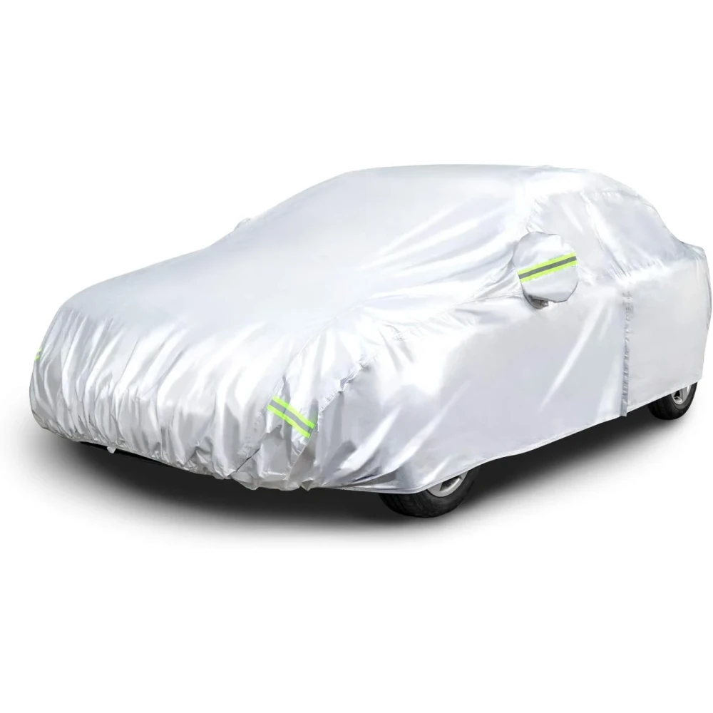 Amazon Basics Silver Weatherproof Car Cover - 150D Oxford, Sedans up to 160"