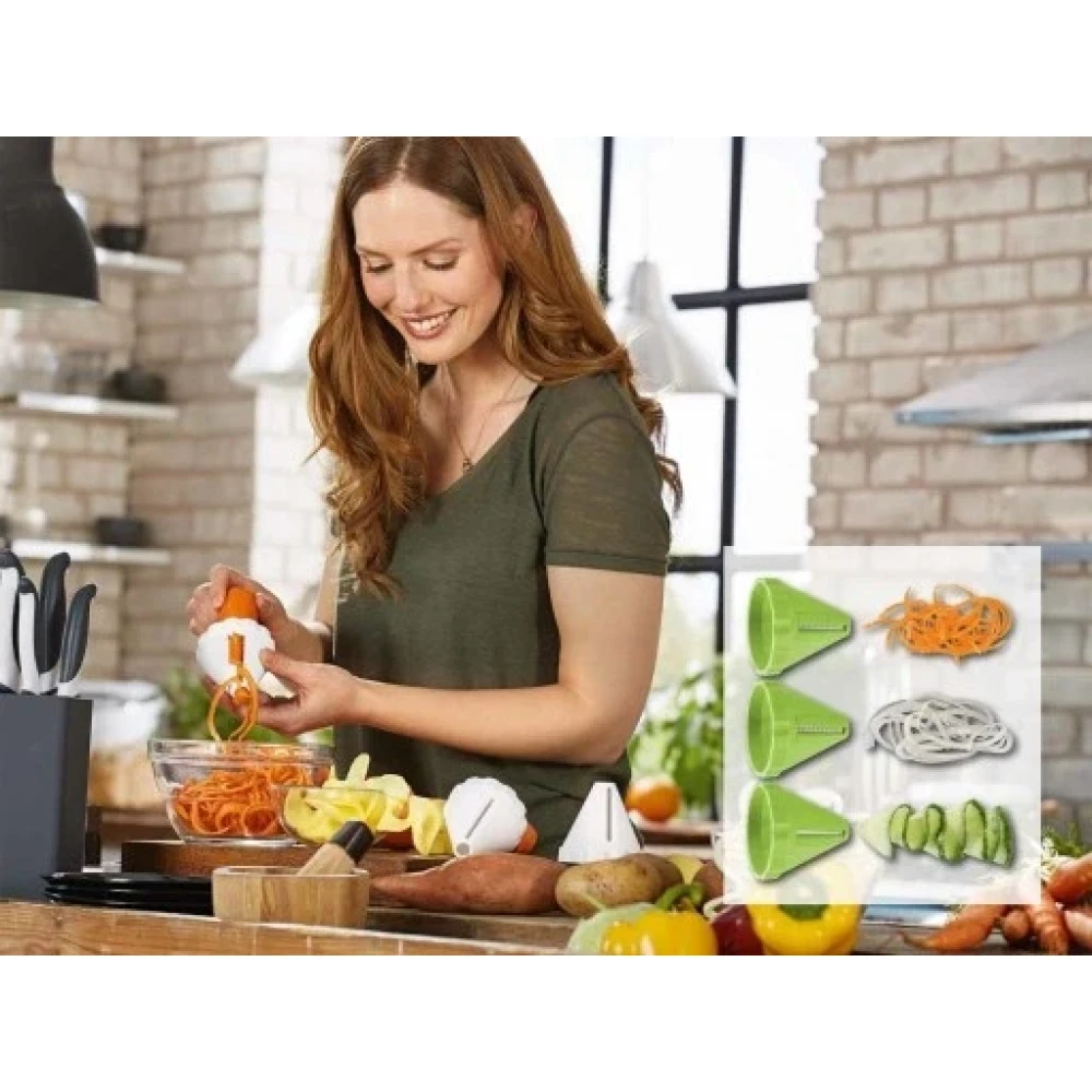 Livarno Home HG10188 3-Piece Spiral Vegetable Cutter Set, Green (2847918424)