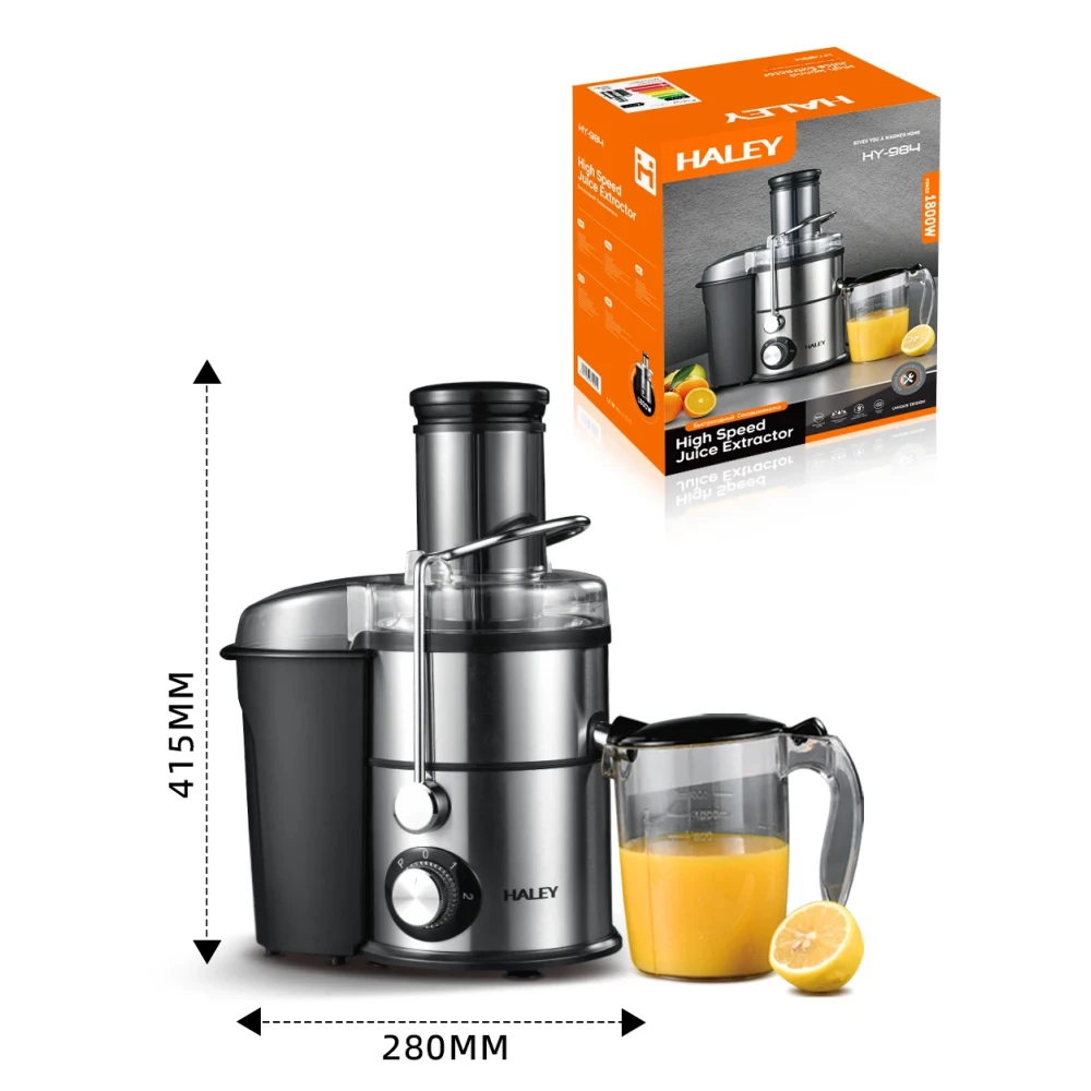 HALEY-984/1800W Stainless Steel Juicer Extractor with Feed Opening, Electric Juicer for Whole Fruits and Vegetables, HY-984