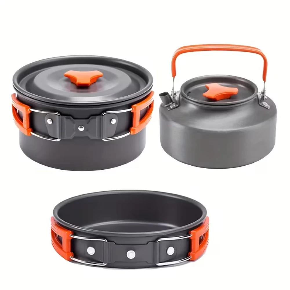 Cozywind Camping Cookware Set for 2-3 People Camping Pot with Teapot Outdoor Camping Cooking Set Aluminium Camping Cooking Pot 10-Piece Camping Cookware Picnic Pots for Hiking