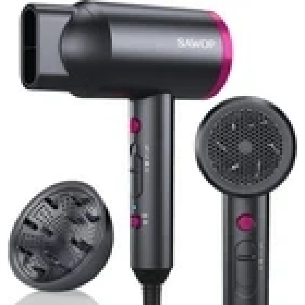 Sawop Hair Dryer with Diffuser, Lightweight Blow Dryer Curly Hair 1800 Watt