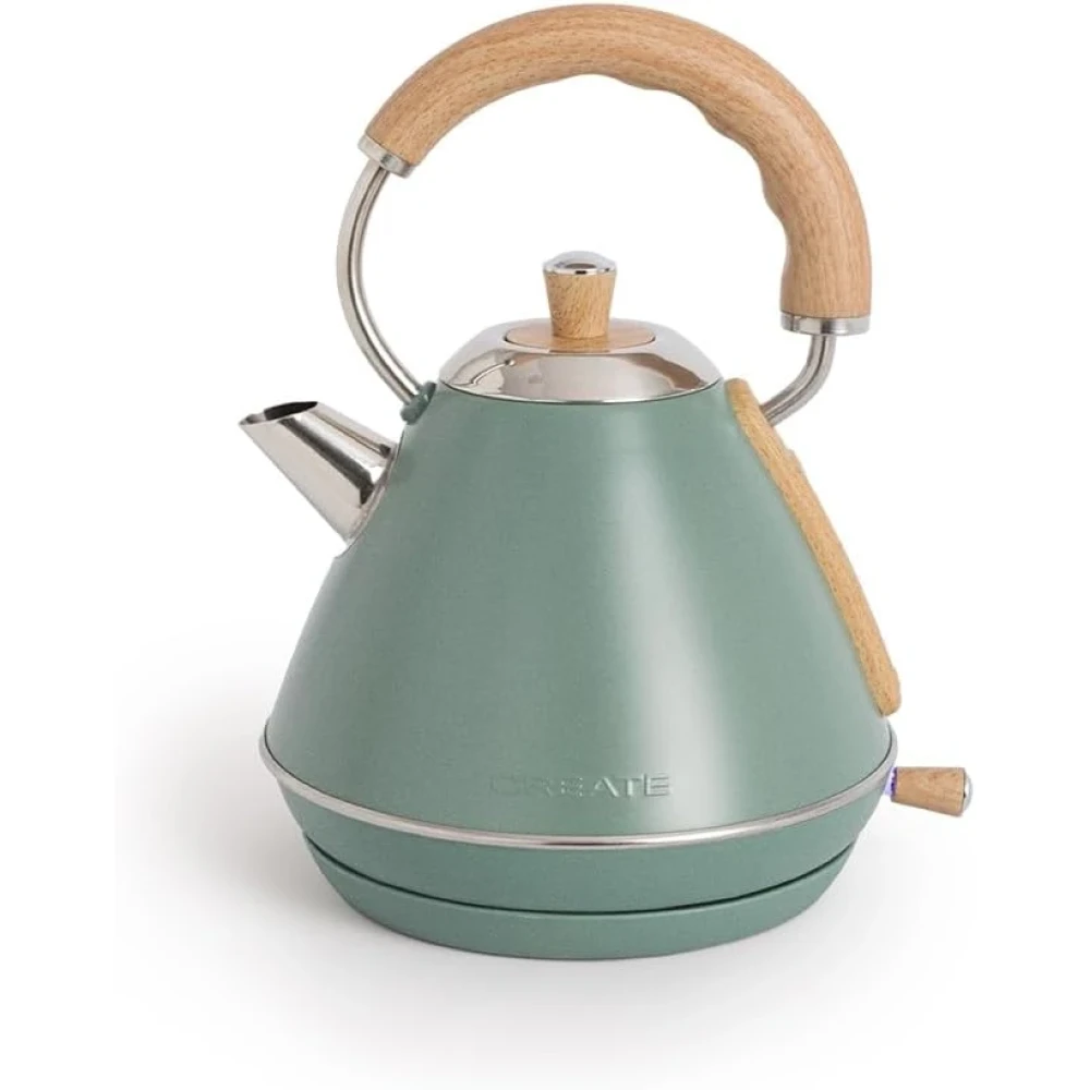 CREATE Kettle Retro M/Electric Kettle Sage Green / Fast Boil, Capacity 1 L, Automatic Shut-Off, Anti-Limescale Filter, Water Level Indicator, Diameter 17.2 cm, 2200 W