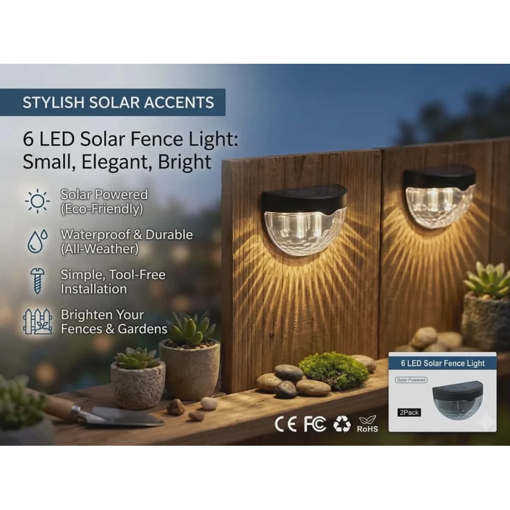 6 LED SOLAR FENCE LIGHT