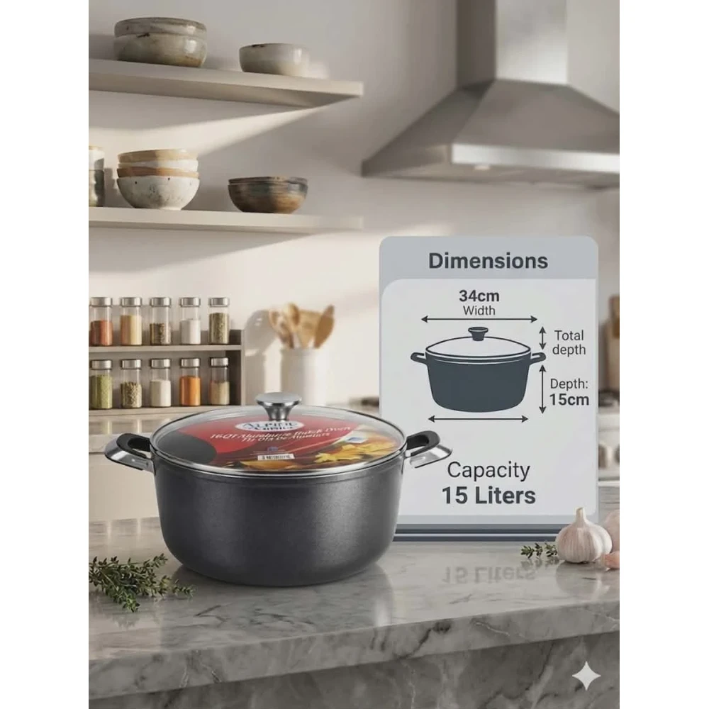ALPINE CUISINE COOKING POT 34cm Width 15cm Length 15L