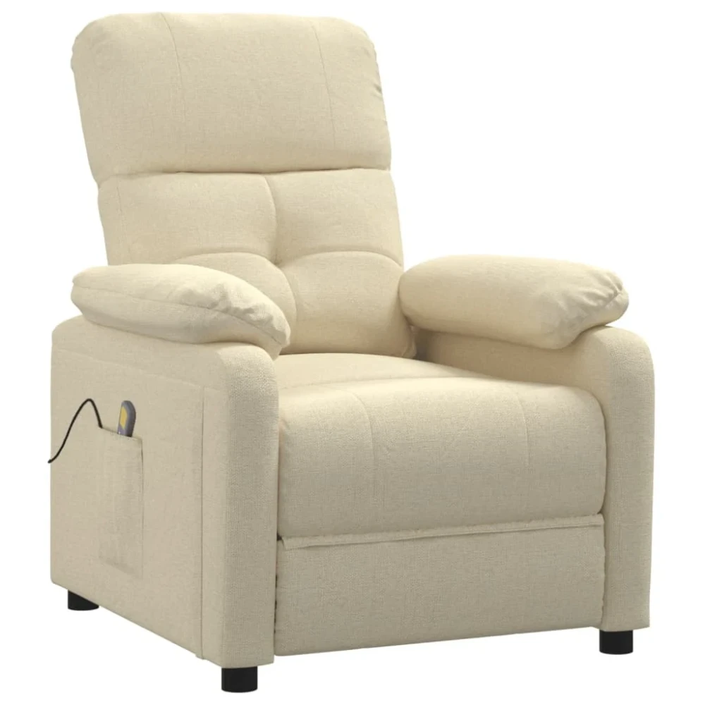 vidaXL Massage Recliner Chair Cream Fabric(SKU-289681)