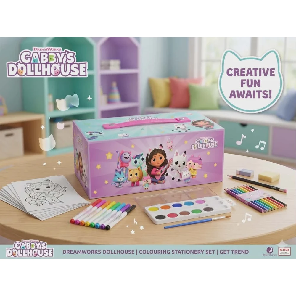 Gabby's Dollhouse Colouring Stationary Set