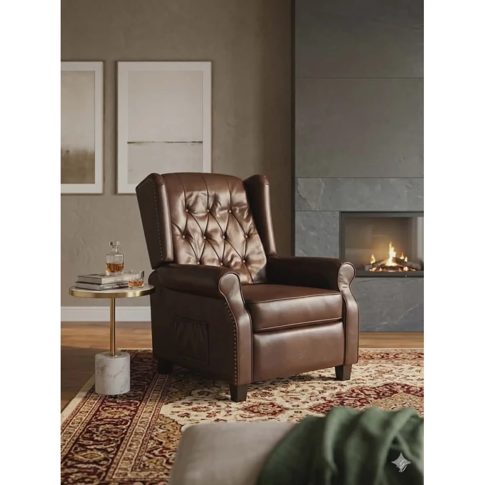 vidaXL Reclining Chair Dark Brown LEATHER (SKU-372496)