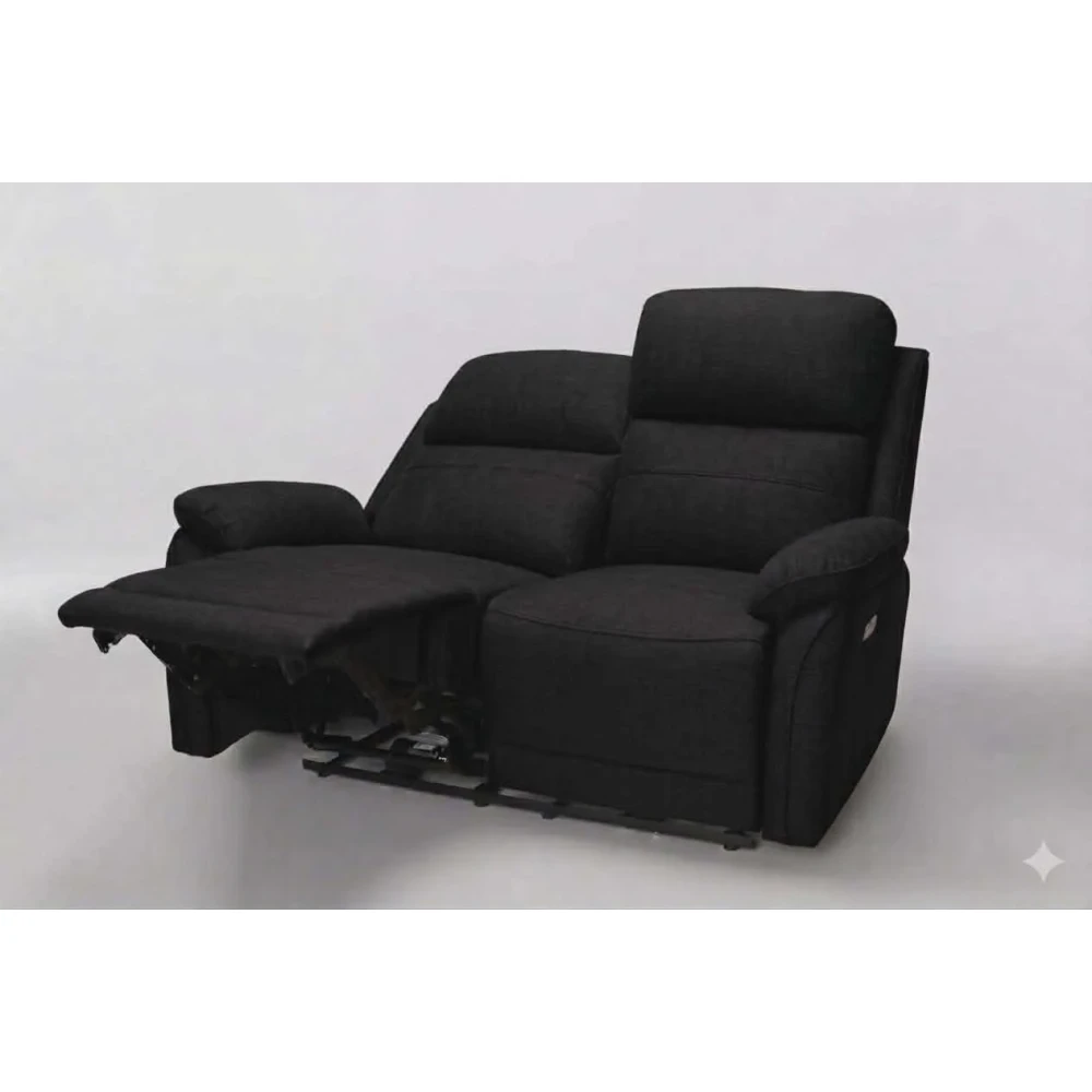 Vidaxl Two Seater Recliner BLACK FABRIC (SKU-324091).