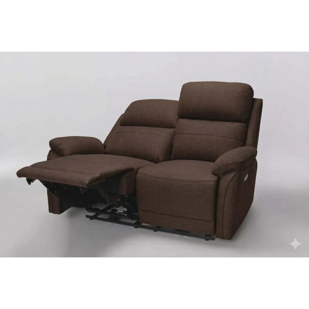 Vidaxl Two Seater Recliner DARK BROWN FABRIC (SKU-324097).