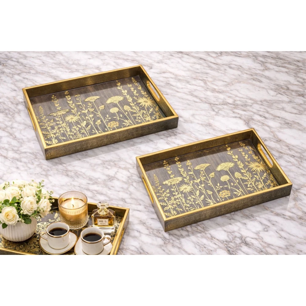 Tray European Style Light Luxury Glass Tray- HW7