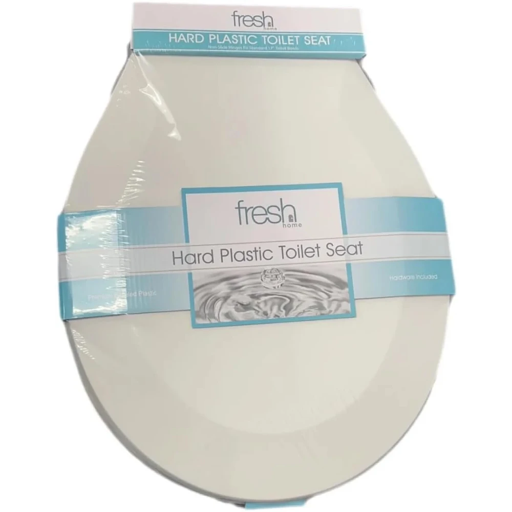 J&V Textiles Toilet Seat With Easy Clean & Change Hinge, Beveled Edges (White)