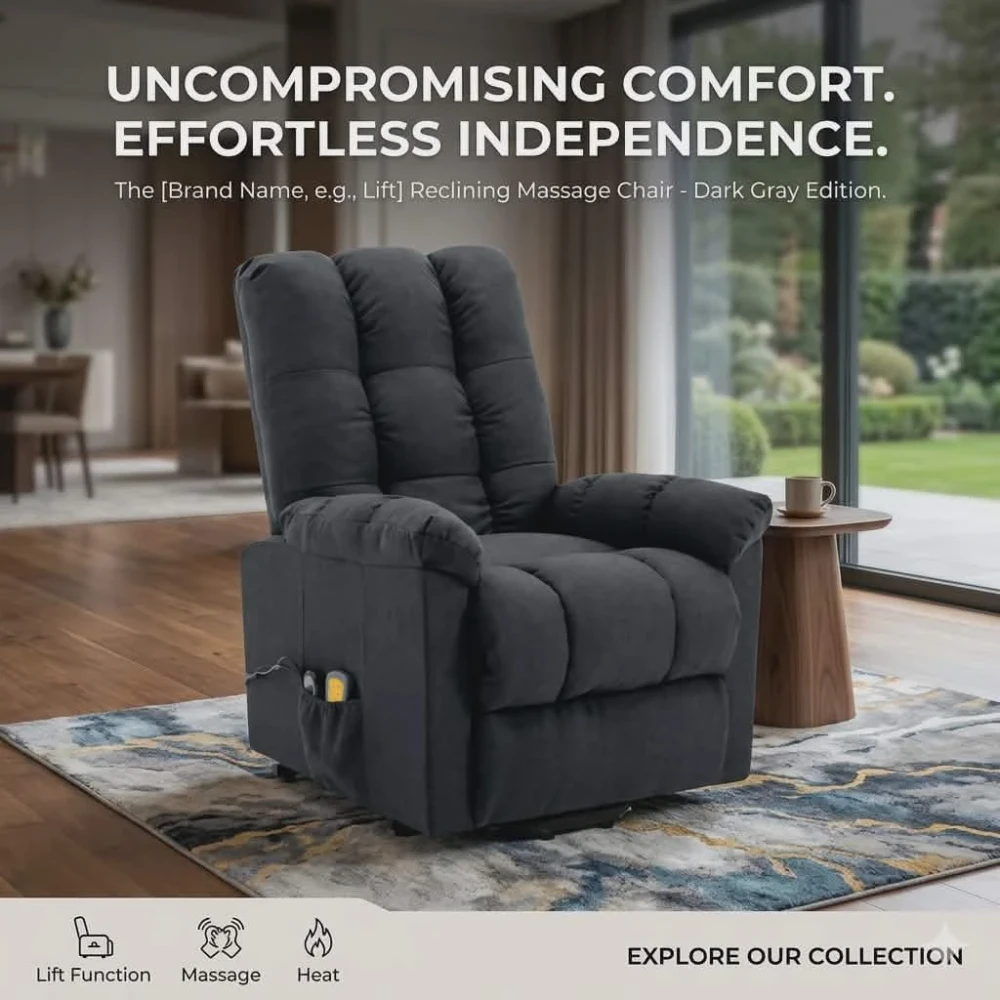 VidaXL Massage Chair with Lift Assistance, BLACK Fabric (SKU-321391).