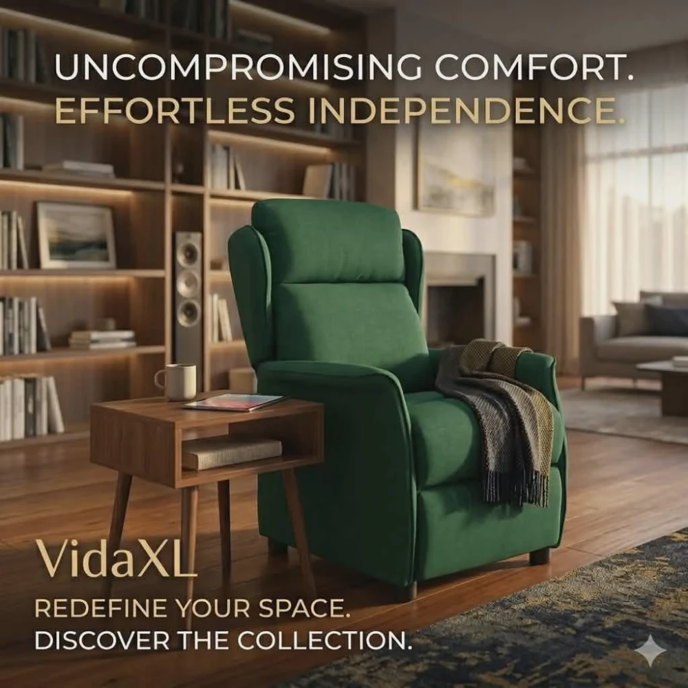 VidaXL Recliner Chair DARK GREEN FABRIC (SKU-289792).