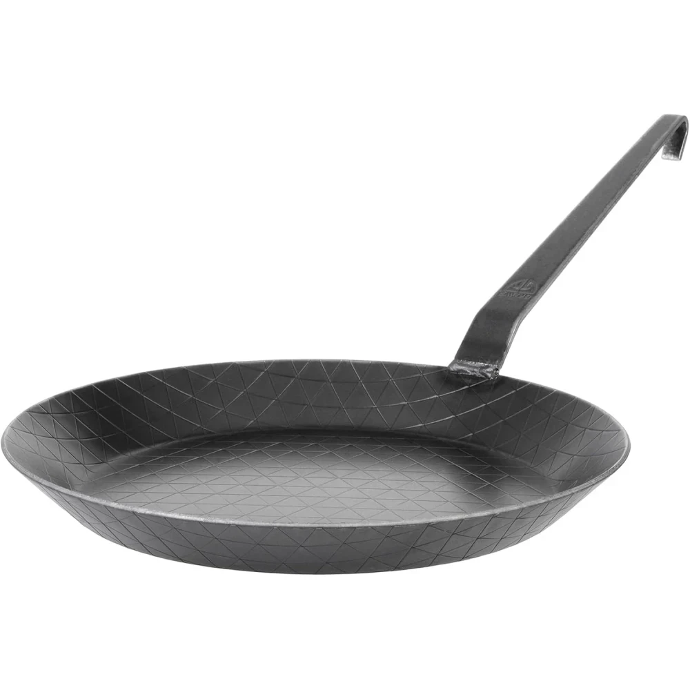 ENAMELSTYL wrought iron frying pan F400, Ø 28 cm, iron pan with wall edge, 400 °C heat resistant, iron pan, scratch-resistant frying pan, uncoated, outdoor cooking, suitable for induction