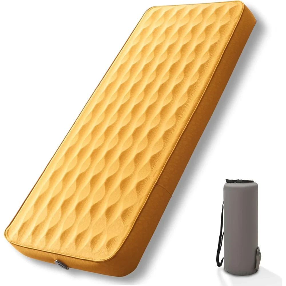 AIRELAX Single 3D Self-Inflating Camping Mattress, Side Sleep Friendly Camping Air Sleeping Pad, 78"×27" Sleeping Mat, 4 Inches Ultra Thick Camping Pad, Portable Roll-Up Floor Guest Bed