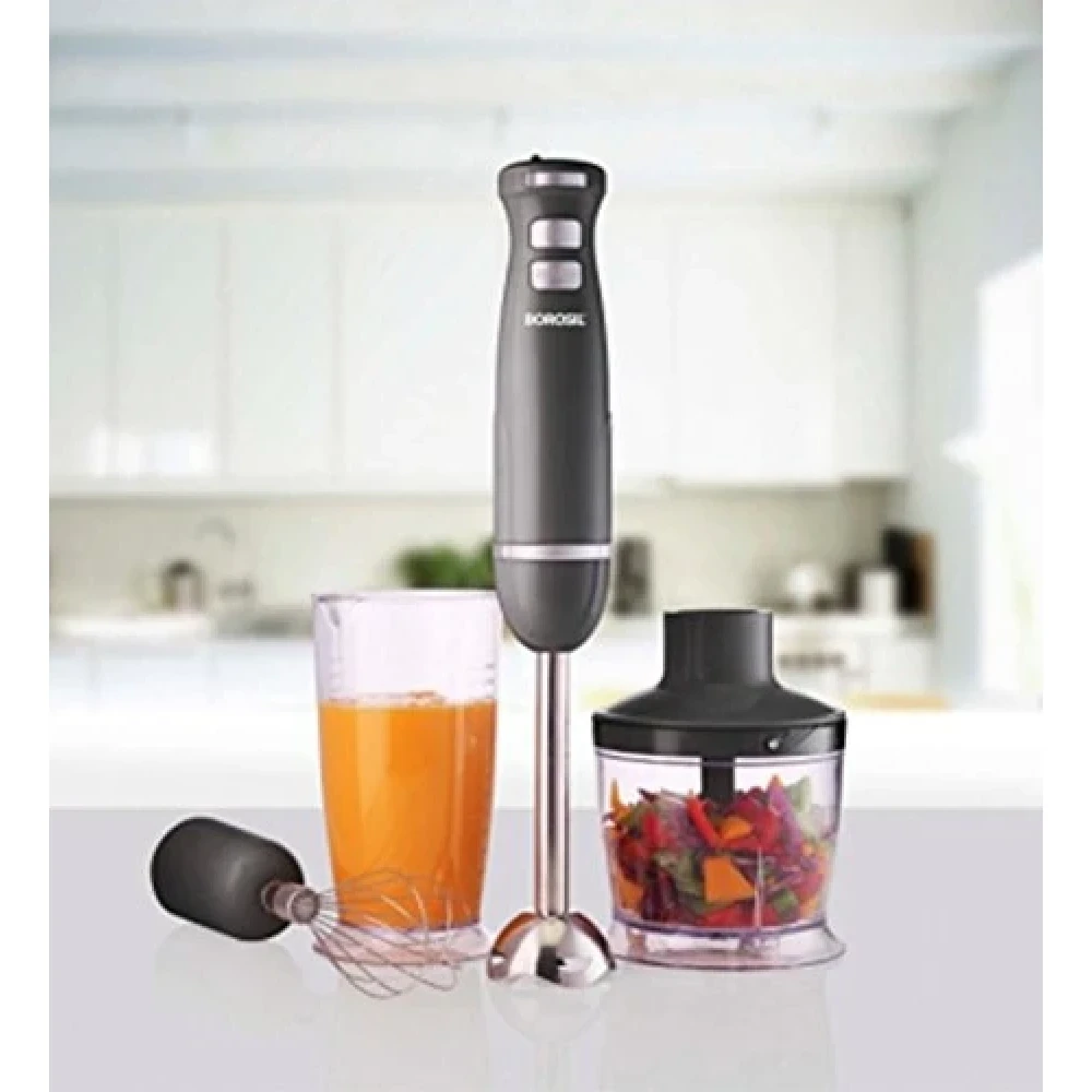 Borosil Masterblend Hand Blender, Electric Hand Blender, Dual Speed Options, Stainless Steel Blades, For Blending &amp; Chopping, 600 W, Black