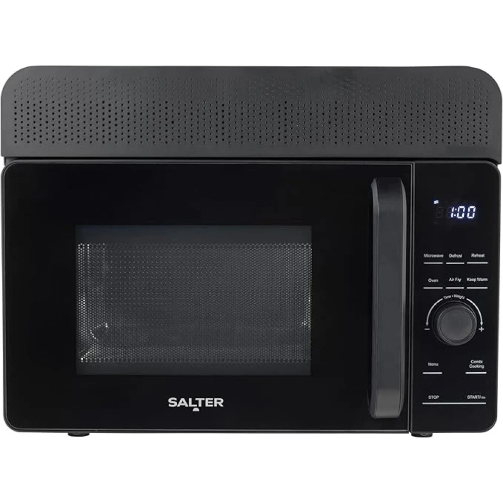 Salter EK5654 DuoWave 2-in-1 Air Fryer & Microwave – 20L, Air Fry Crisp & Cook, Combi Roast & Bake, Microwave Reheat & Defrost, 24.5cm Turntable, 8 Auto-Cook Functions, Includes Basket/Rack, 700W