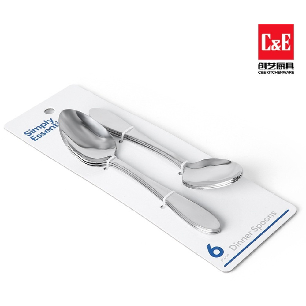 Simply Essential 6-Piece Dinner Spoon Set – Stainless Steel Table Spoons, Durable &amp; Dishwasher Safe Flatware for Everyday Use