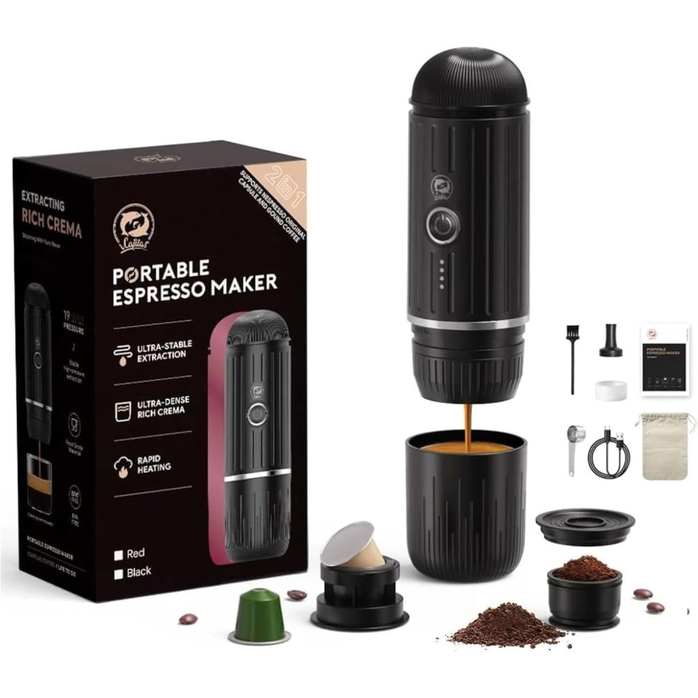 i Cafilas Portable Coffee Maker Travel Espresso Machine 120W, 19 Bar Pressure 7500mAh Rechargeable Battery Version Barista-Quality Coffee On the Go Portable Espresso Maker