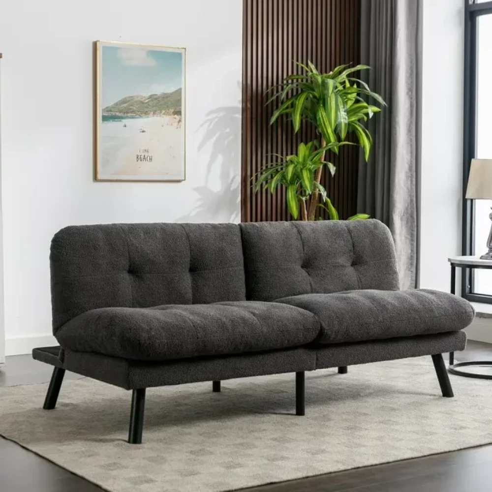 Mainstays Camden Cozy Futon, Charcoal Boucle Fabric, 72"