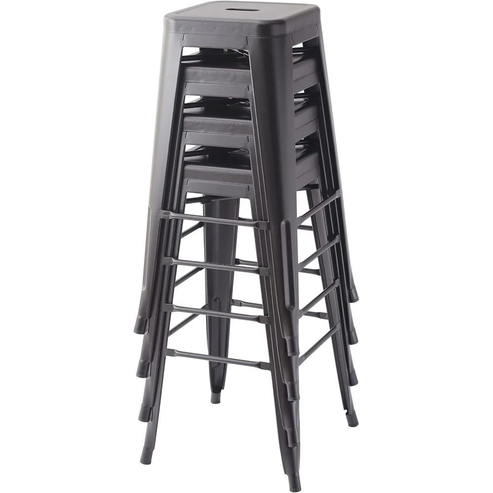 Amazon Basics Metal Bar Stools - 30-Inch, Set of 4, Black