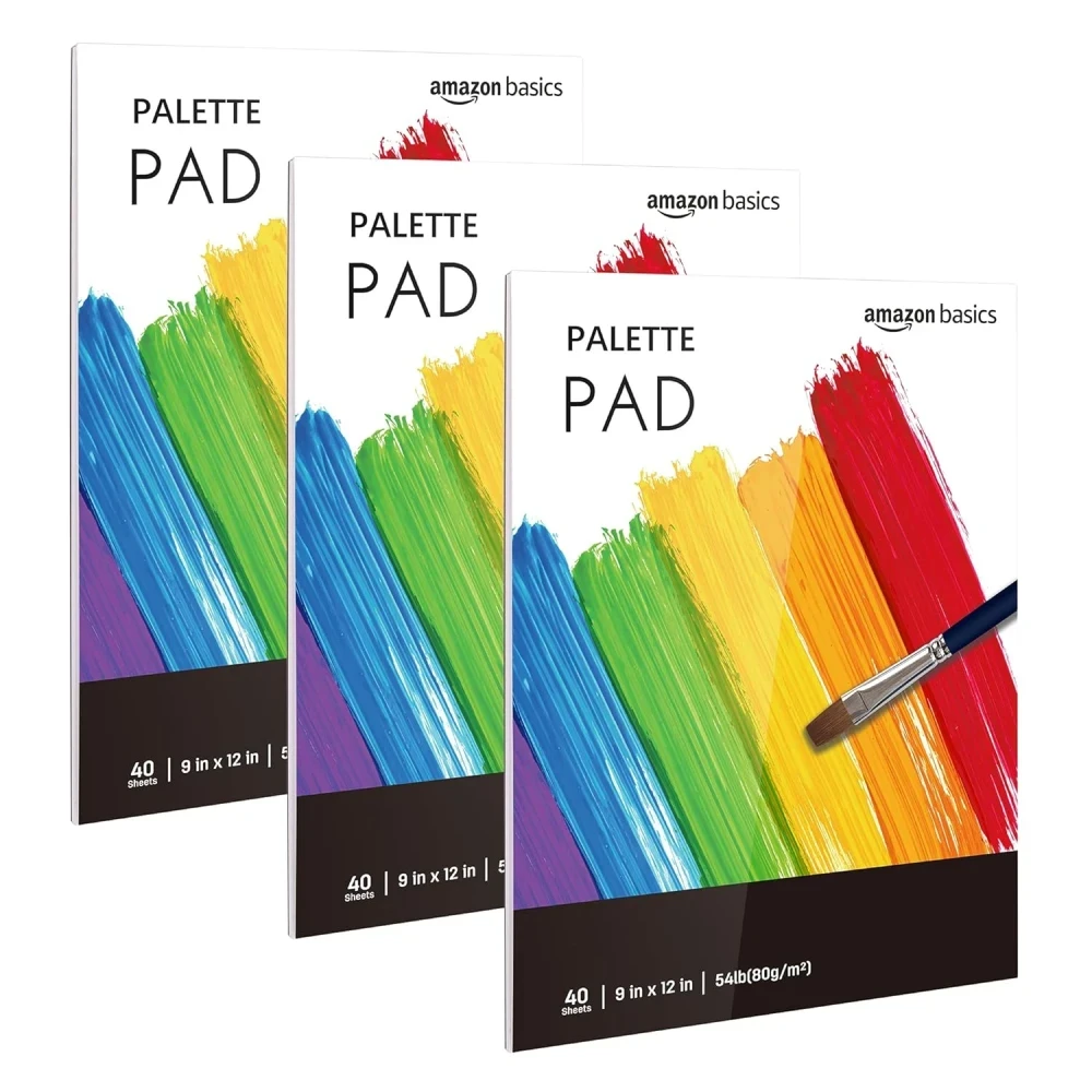Amazon Basics Palette Pad, 9"x12" Tape Bound, 40 Sheets, 3 Pack