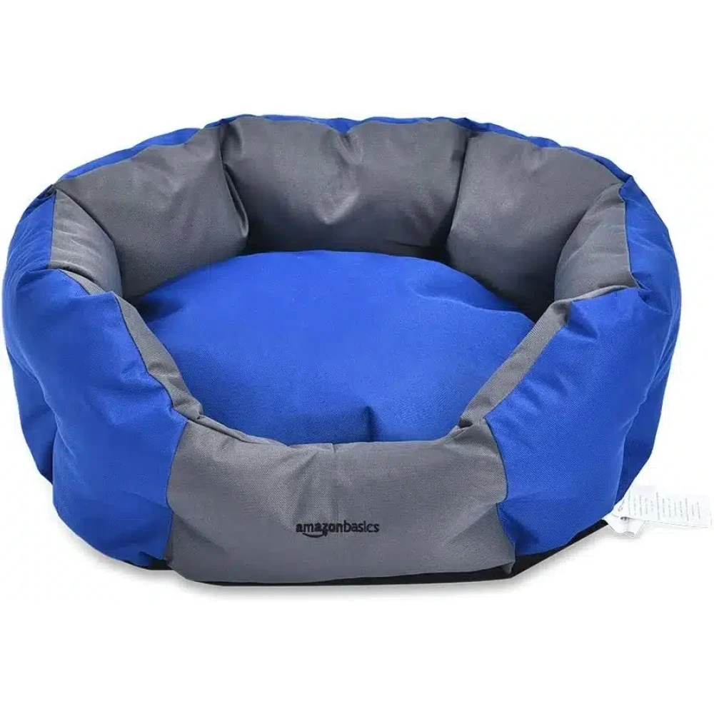 Amazon Basics Water-Resistant Pet Bed for Small Dogs - Oval, Royal Blue, 22.8-Inch
