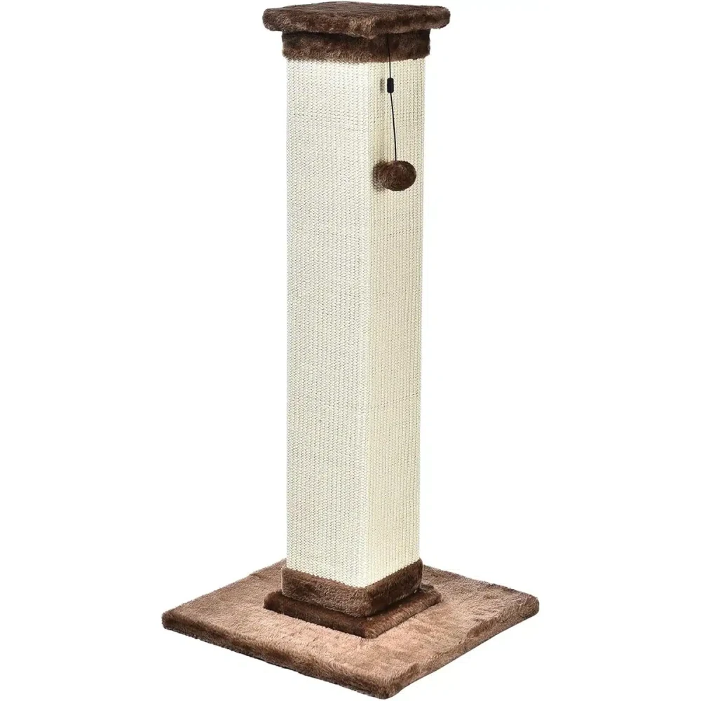 Amazon Basics Cat Scratcher - Indoor Classic Single Cat & Kittens Scratching Post with Sisal Rope, Jute Fiber, Large (35.4"H) - Brown