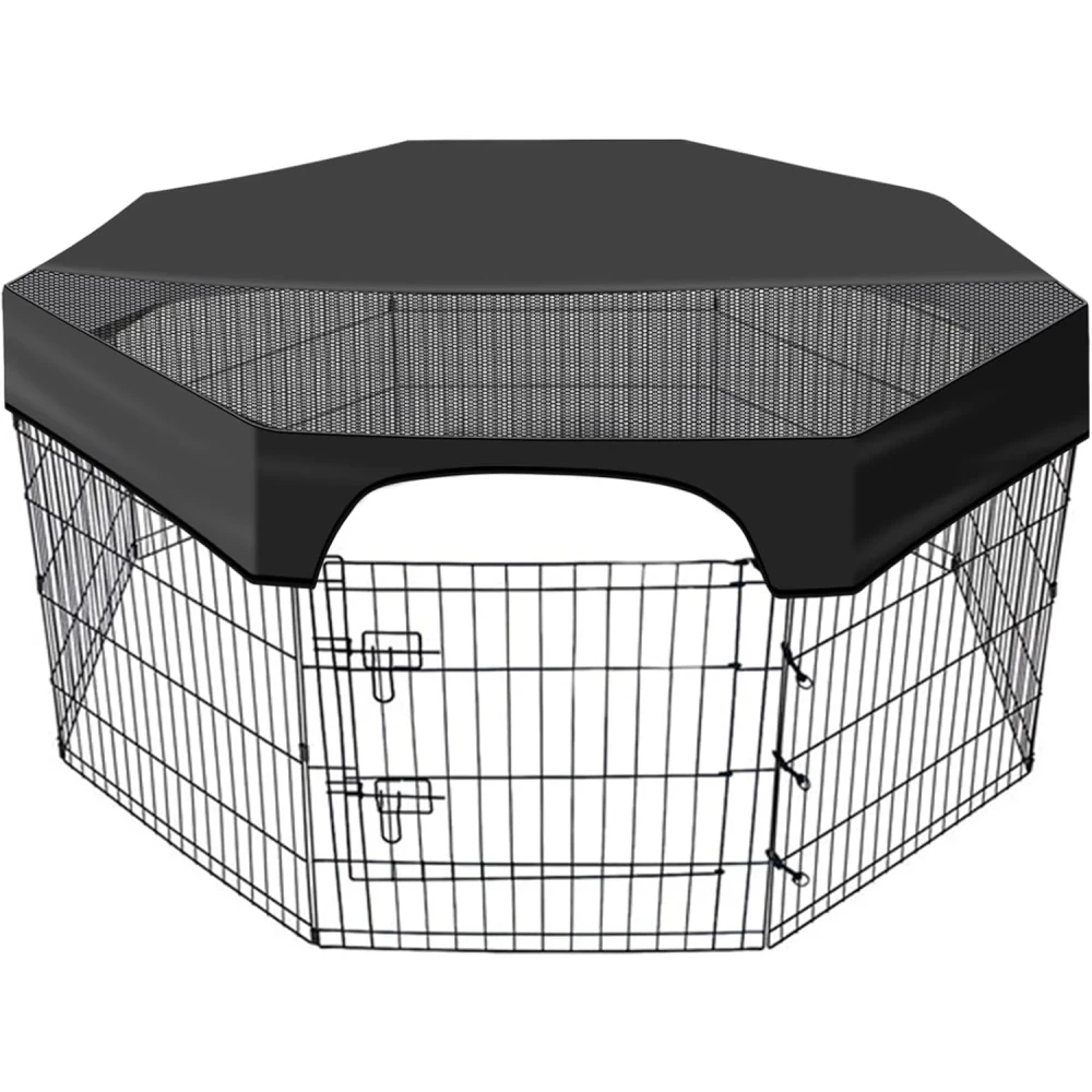 Dog Cage Top Cover Breathable Waterproof UV Protection Dog Cage Protective Cover Mesh Dog Cage Top Cover Sunproof Pet Kennel Top Cover for 24 Inches Size Octagonal Pet Pen Outdoor Indoor