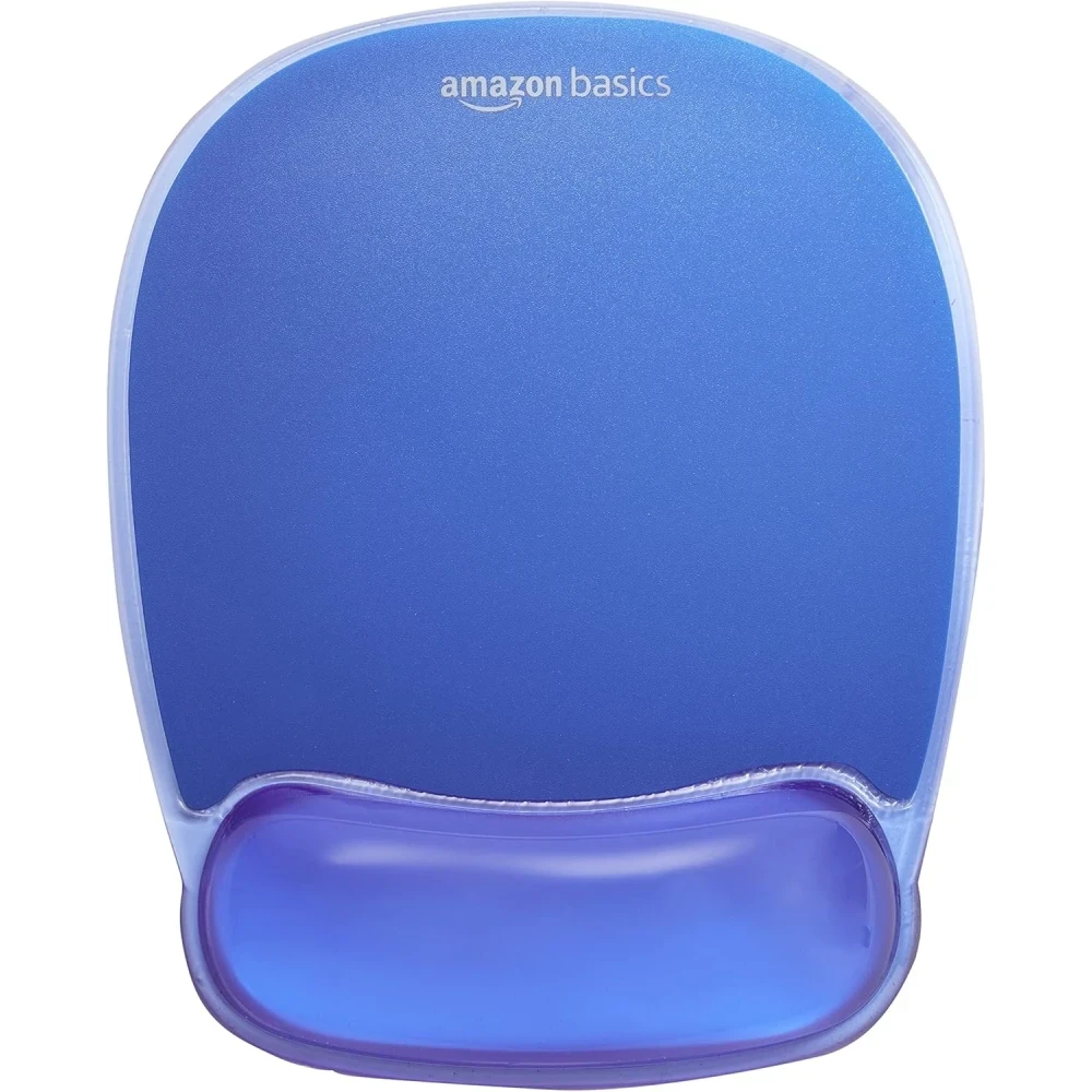 Amazon Basics Rectangular Mouse Pad with Gel Crystal Wrist Rest, Blue, 27.4 cm x 21.6 cm x 3 cm