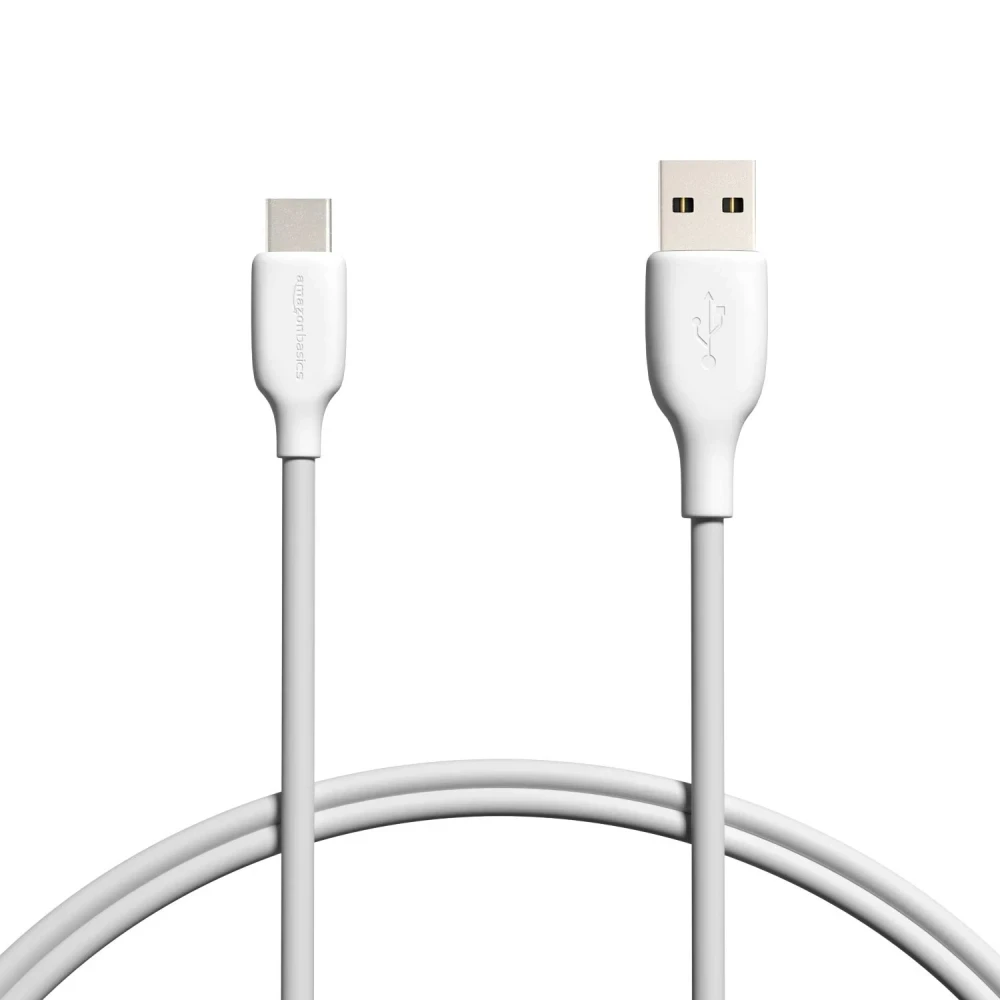 Amazon Basics USB-C to USB-A 2.0 Fast Charge and Data Transfer Cable, 480Mbps Speed, USB-IF Certified, for Apple iPhone 16/15, iPad, Samsung Galaxy, Tablets, Laptops, 3 foot, White