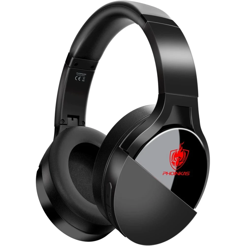 Wireless Gaming Headset with Stereo Sound, PHOINIKAS Q7 Wired PS5 Headset for PC, PS4, Xbox One, with Detachable Noise Canceling Mic, Bluetooth Over Ear Foldable Music Headphones for Phone/Laptop