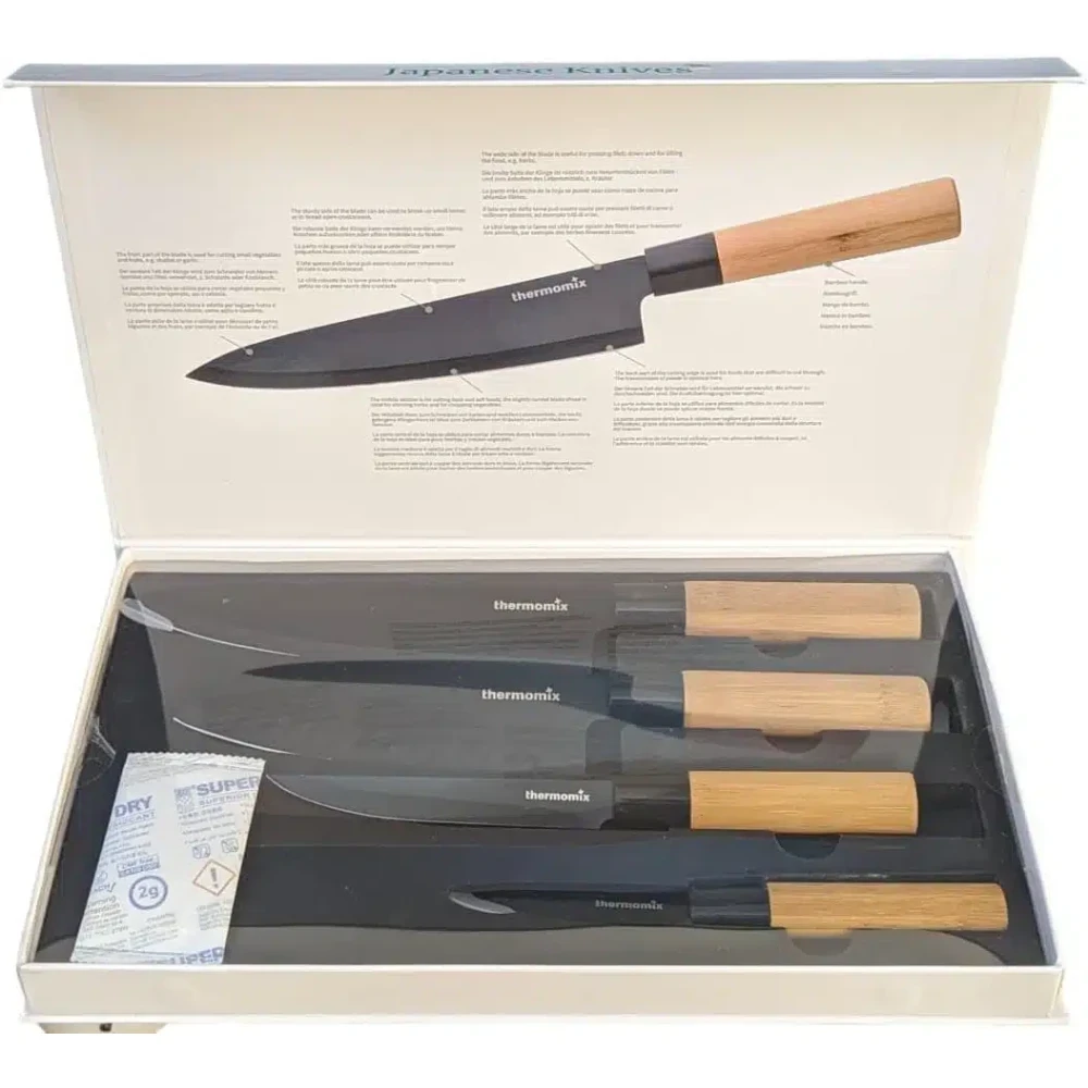 Japanese Knives ナイフ set for kitchen Thermomix brand 4 pieces in diferent sizes