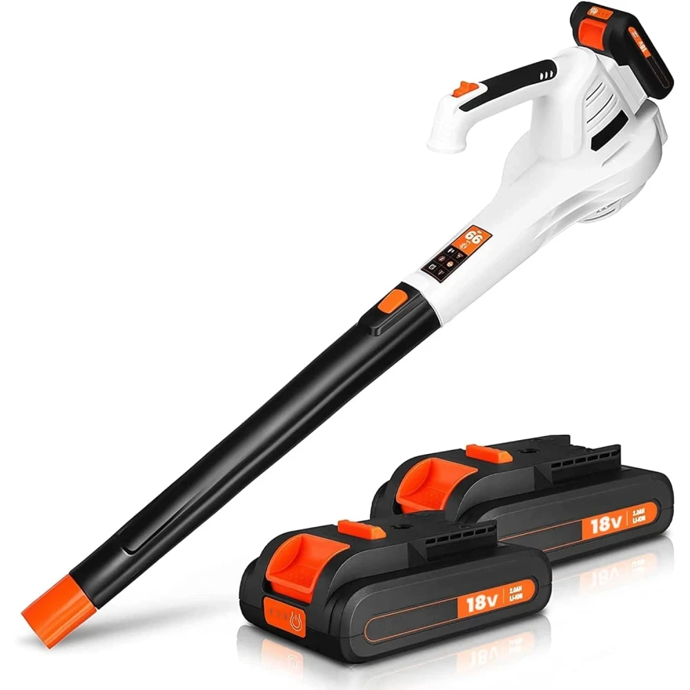 Leaf Blower, Electric Leaf Vacuum Cleaner, Cordless Leaf Blower, with 2 Rechargeable 2Ah Batteries and Charger, Lightweight and Powerful, for Lawn Care, Leaf Cleaning