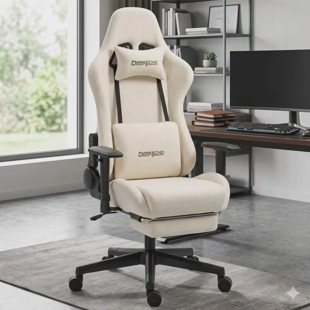 Darkecho Gaming Chair with Footrest Massage Vintage Leather Ergonomic