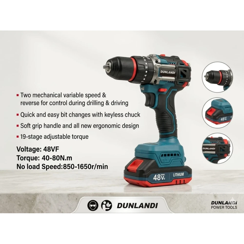 DUNLANDI 48VF Cordless Drill Driver