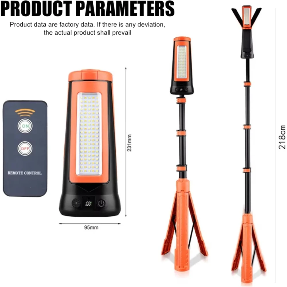 Phoetox Portable LED Camping Lantern - Magnetic Cordless Work Light - Camping Essentials - Detachable Tripod - Rechargeable with Stand - LED Lights for Indoor and Outdoor Use, Camping, and Hiking