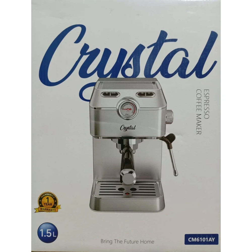 Crystal Professional Home Espresso Coffee Maker (Model: CM6101AY) – 1.5L